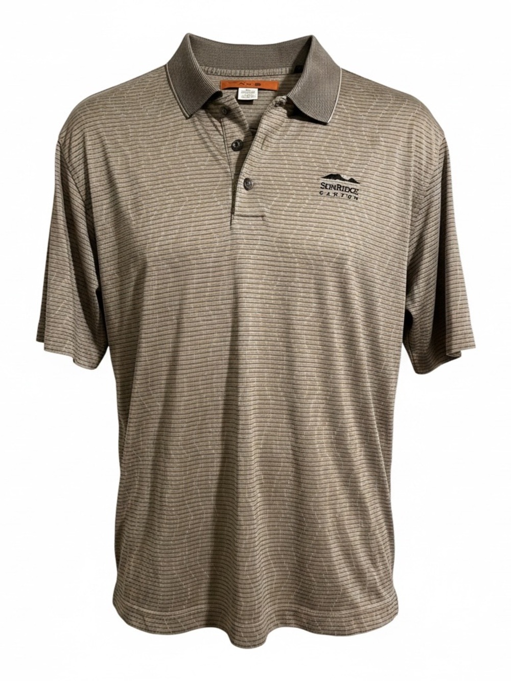 Axist Men's Short Sleeve Polo in Taupe and Brown Microstripe
